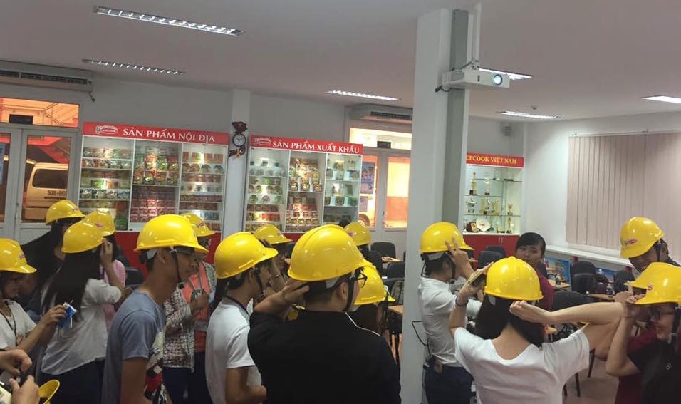 Students prepared for the factory tour